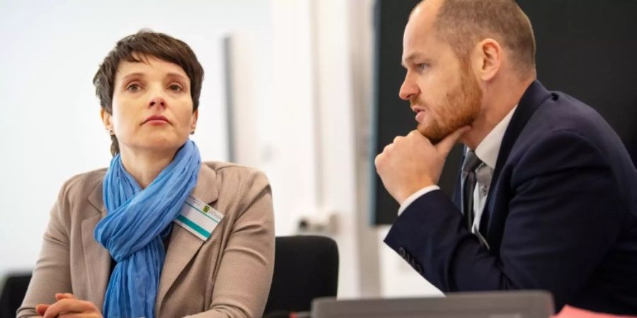 Frauke Petry mit ihrem Anwalt vor Gericht