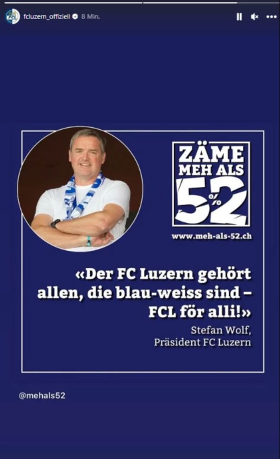 Der FC Luzern teilt die Aktion genau so, wie...