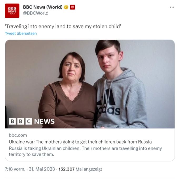 Die BBC hat den im Ukraine-Krieg verschleppten Sasha (15) interviewt. Ukraine-Krieg Sasha