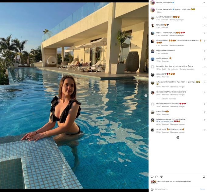 Davina Geiss steht auf der Sonnenseite des Lebens. Davina Geissens