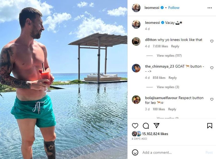 Lionel Messi Ferien Instagram