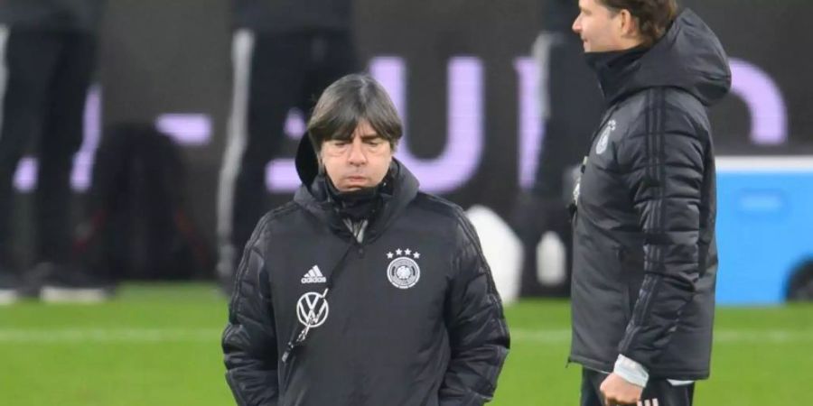 Bundestrainer Joachim Löw beim Abschlusstraining in Leipzig. Foto: Robert Michael/dpa-Zentralbild/dpa