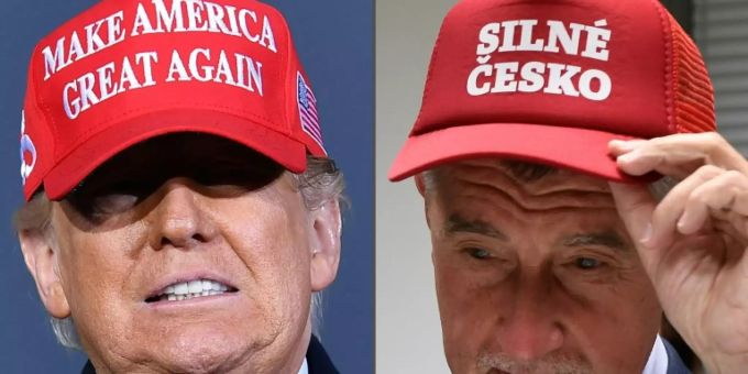 Babis' und Trumps Kappe ähnelten sich auffällig Babis' und Trumps Kappe ähnelten sich auffällig