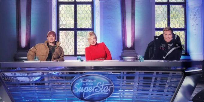 Die «DSDS»-Jury 2021 seit dem Rauswurf von Michael Wendler: Mike Singer, Maite Kelly, Dieter Bohlen (v.l.n.r.). dsds