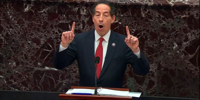 Jamie Raskin, Chefankläger im Impeachment-Prozess gegen Donald Trump, spricht im US-Senat. Donald Trump Impeachment Raskin