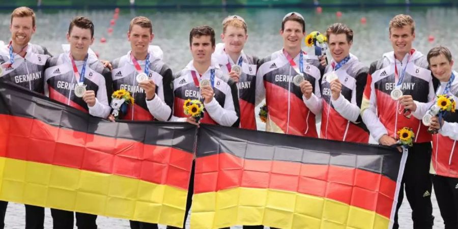 Der Deutschland-Achter hat in Tokio Olympia-Silber geholt. Foto: Jan Woitas/dpa-Zentralbild/dpa