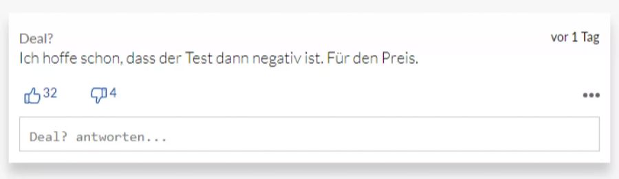 Dieser User wünscht sich wenigstens dann zumindest ein negatives Test-Resultat.