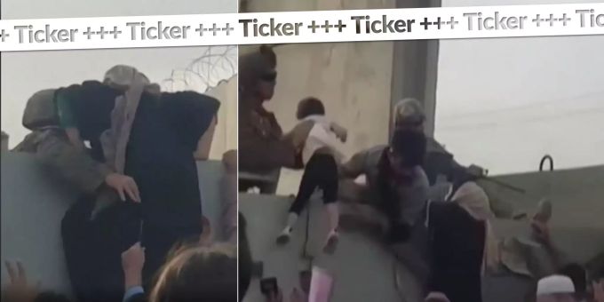 Am Flughafen Kabul - US-Soldaten helfen Eltern bei Kinder-Rettung