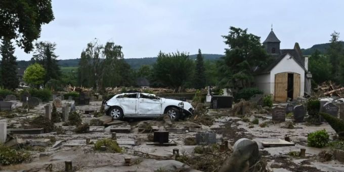 Zerstörungen in Ahrweiler, wo vergangene Woche Überschwemmungen wüteten. Flut Deutschland
