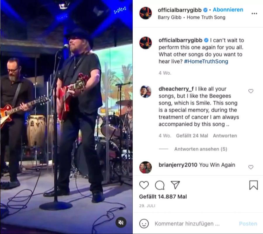 Barry Gibb Instagram