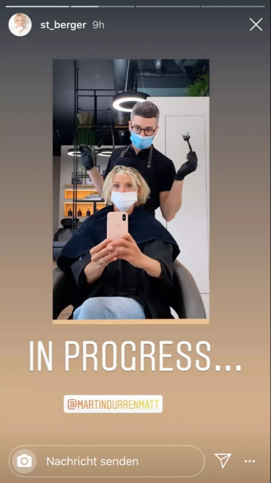 Ex-Miss Stéphanie Berger rannte am Montag gleich zum Coiffeur.