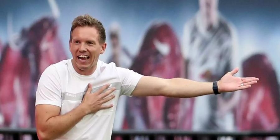 Leipzigs Trainer Julian Nagelsmann ärgerte sich über einen Gegentreffer nach einer Ecke. Foto: Alexander Hassenstein/Getty Images Europe/Pool/dpa