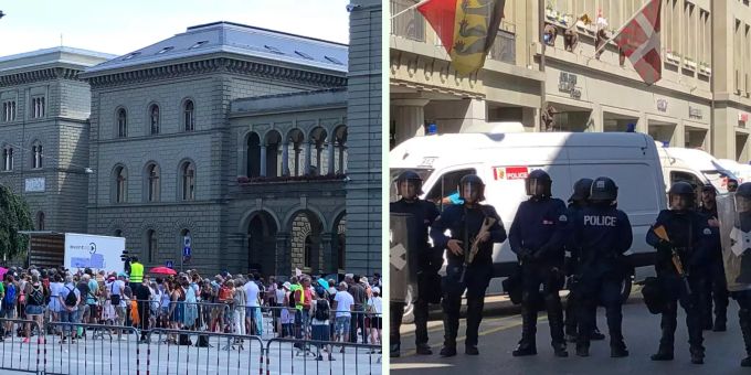 Ohne Masken! - Lockdown-Gegner demonstrieren auf dem Bundesplatz