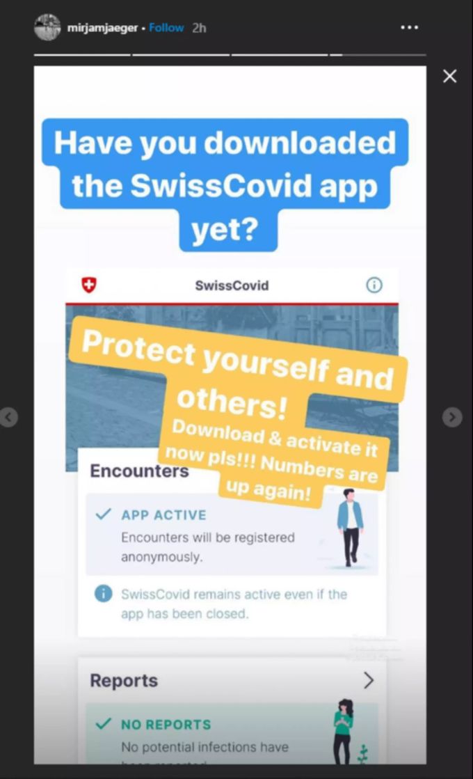 Influencerin Mimi Jaeger macht Werbung für die Tracing App des BAG. CovidApp Mimi Jaeger