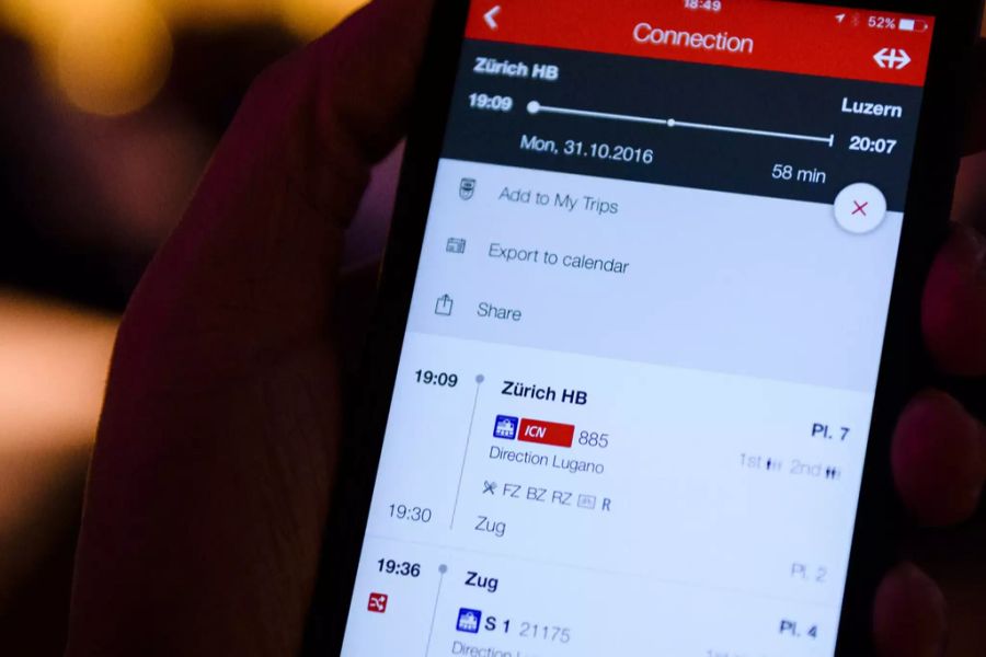 Wie dieser Aufwand in der SBB-App aussieht, kann sie nicht erklären.