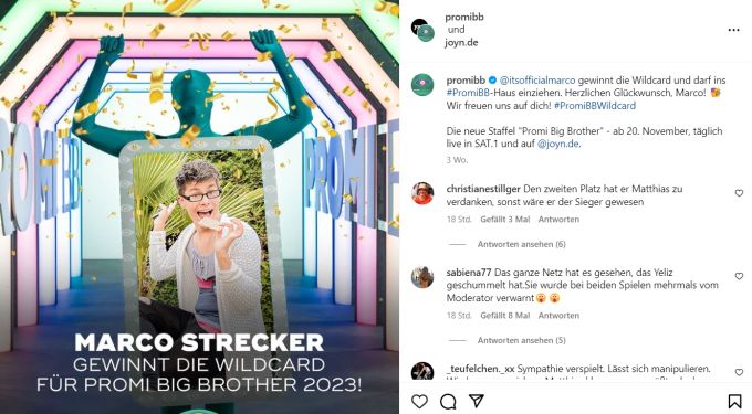 Marco Strecker landete nach Yeliz Koc auf dem zweiten Platz bei «Promi Big Brother 2023». yeliz promi big brother