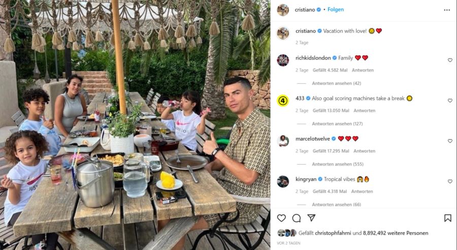 Cristiano Ronaldo lässt es sich mit seiner Familie auf Mallorca gut gehen.