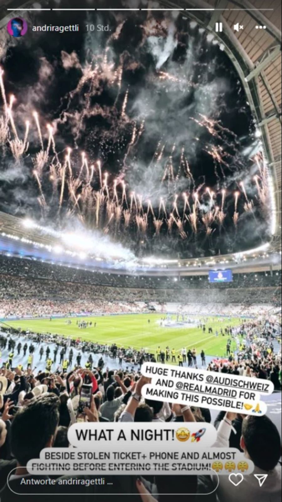 Ragettli erlebt den Champions-League-Sieg von Real Madrid live im Stadion.