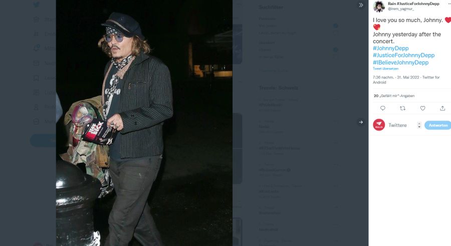 Johnny Depp kürzlich in London bei seinem Konzert mit Jeff Beck.