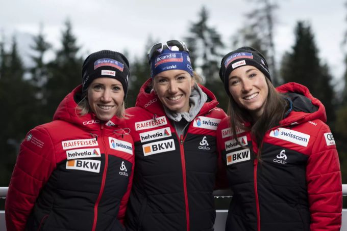 Die drei Gasparin-Schwestern Elisa (l.), Selina (m.) und Aita (r.). Biathlon Gasparin Schwestern