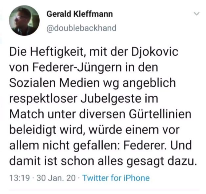 Laut diesen Twitter-User würde sich vor allem Roger Federer an der Heftigkeit der Reaktionen stören. Roger Federer