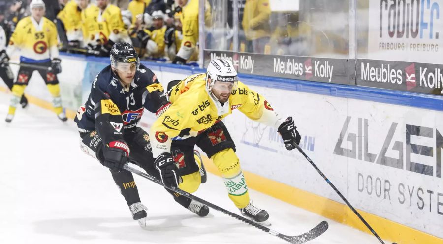 In der Vorletzten Quali-Runde trifft Jan Mursak (r.) mit dem SCB auf Fribourg-Gottéron.