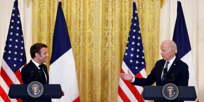 Präsidenten Macron (l.) und Biden Präsidenten Macron (l.) und Biden