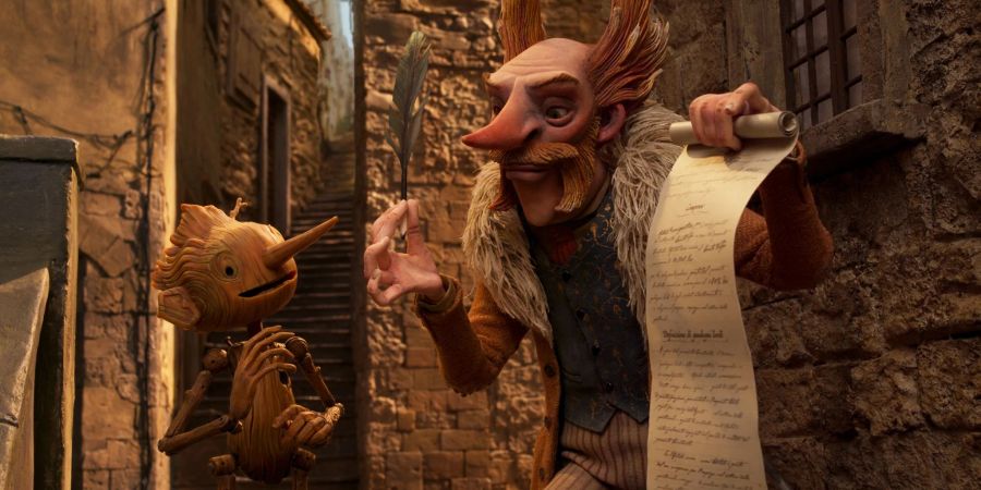 Pinocchio und Count Volpe in einer Szene aus «Pinocchio». Der Stop-Motion-Film des mexikanischen Erfolgsregisseurs del Toro ist auf der Streamingplattform Netflix zu sehen.