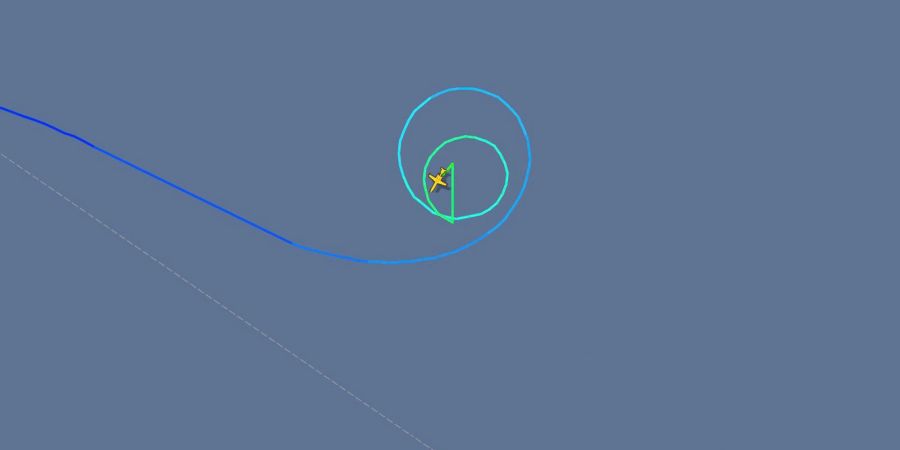 Radarbild: Die Flugbahn der Cessna 551 vor ihrem Absturz in die Ostsee.