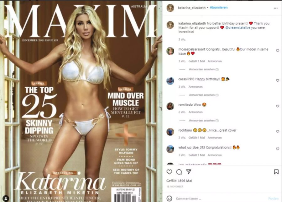 Sie zierte bereits das Cover der australischen Maxim.