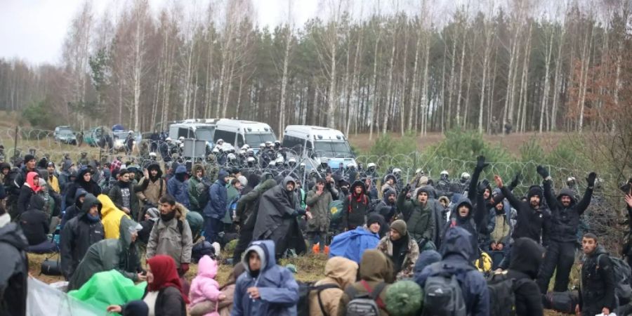 Migranten an der belarussisch-polnischen Grenze