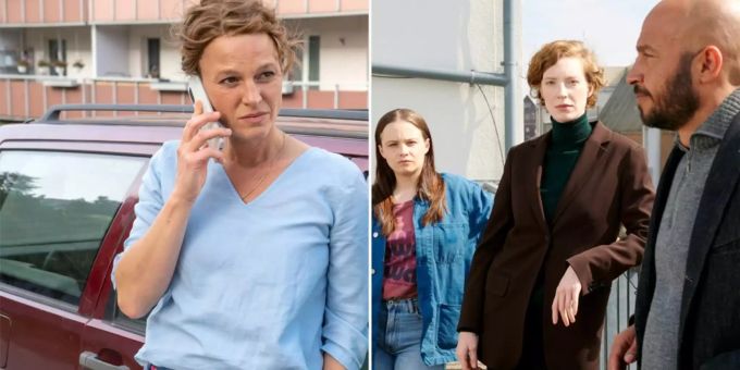 Während «Polizeiruf 110»-Star Maria Simon (l.) 2021 ihren letzten Fall löste, gingen Jasna Fritzi Bauer, Luise Wolfram und Dar Salim (v.l.n.r.) in Bremen zum ersten Mal auf Verbrecherjagd. Während «Polizeiruf 110»-Star Maria Simon (l.) 2021 ihren letzten Fall löste, gingen Jasna Fritzi Bauer, Luise Wolfram und Dar Salim (v.l.n.r.) in Bremen zum ersten Mal auf Verbrecherjagd.