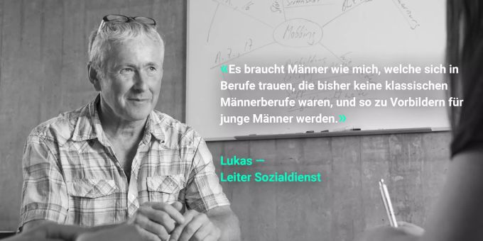 Lukas ist Leiter Sozialdienst. Männer in sozialen Berufen