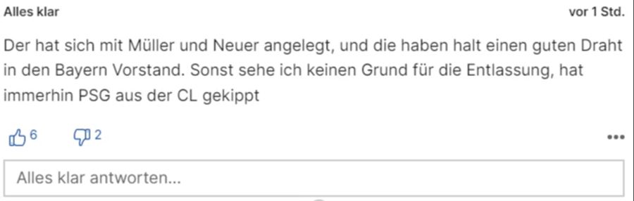 «Alles klar» kann sich das Nagelsmann-Aus nur mit einem Streit zwischen dem Trainer und den Bayern-Urgesteinen Müller und Neuer erklären.