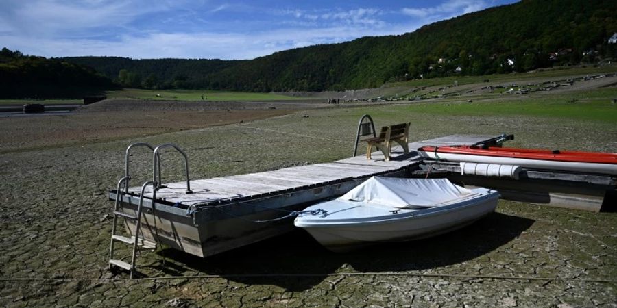Ausgetrockneter Edersee im August 2022