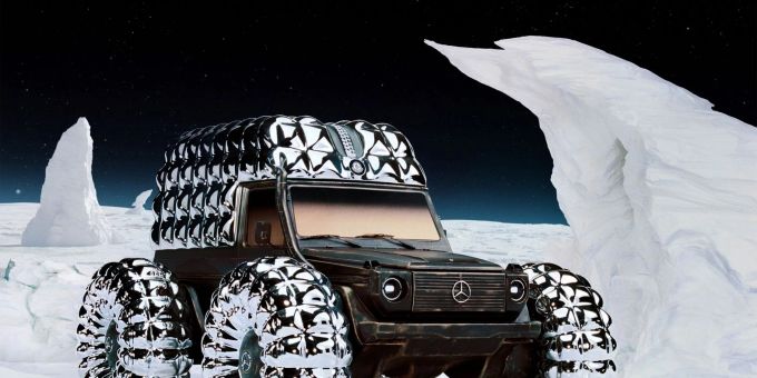 Massig wattierte Fahrmaschine: Designstudie von Mercedes in Zusammenarbeit mit einem Modehaus auf der Fashion Week in London.