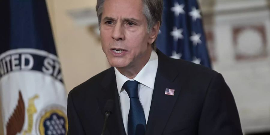 Antony Blinken, Aussenminister der USA, spricht im Aussenministerium der Vereinigten Staaten. Foto: Andrew Caballero-Reynolds/Pool AFP/AP/dpa