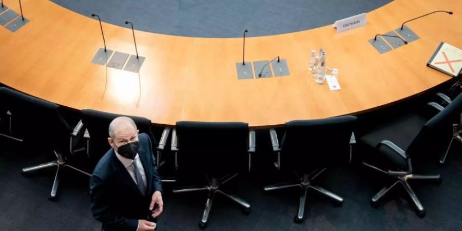 Bundesfinanzminister Olaf Scholz kommt zur Sitzung des Wirecard-Untersuchungsausschusses in Berlin. Foto: Kay Nietfeld/dpa-POOL/dpa