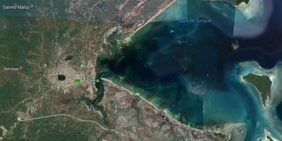 Die undatierte Aufnahme von Google Earth zeigt den Ort Palma in der Provinz Cabo Delgado. Foto: -/Google/dpa