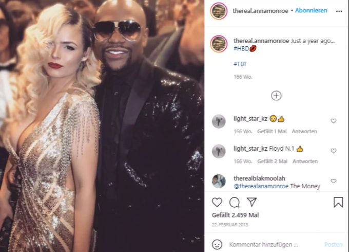 Floyd Mayweather (r.) mit seiner Freundin Anna Monroe (l.). Floyd Mayweather