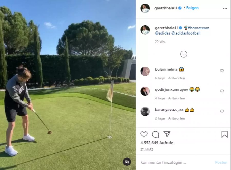 Das Golfen stellte in Madrid Bales Lebensmittelpunkt dar.