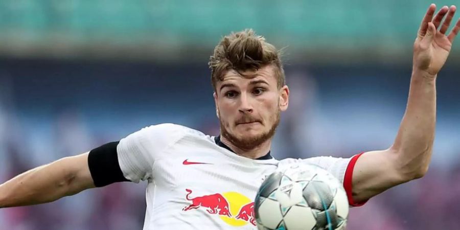 Timo Werner, im Mai 2020 noch Spieler von RB Leipzig, am Ball. Foto: Alexander Hassenstein/Getty Images Europe/Pool/dpa