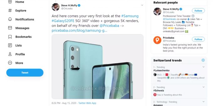 Leak des kommenden Samsung Galaxy S20 FE. samsung galaxy