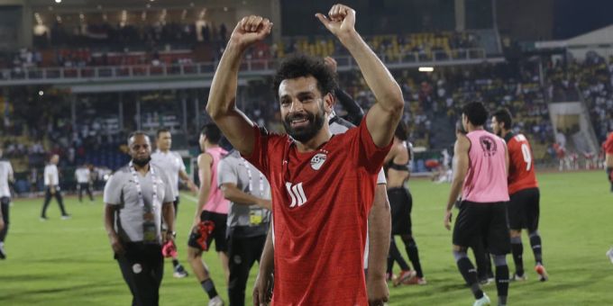 Mohamed Salah jubelt über den Sieg. Mohamed Salah