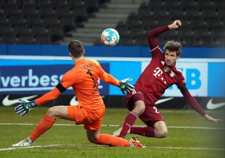 Thomas Müller ist gegen Hertha Berlin erfolgreich.