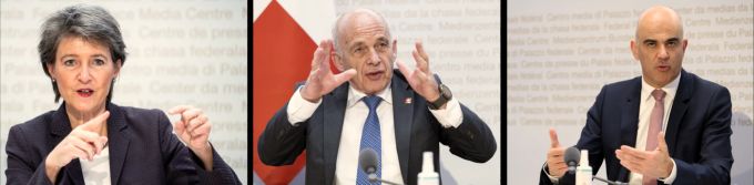 Sie könnten am 13. Februar mit «ihren» Vorlagen Niederlagen einstecken: Medienministerin Simonetta Sommaruga, Finanzminister Ueli Maurer und Gesundheitsminister Alain Berset. Sommaruga Maurer Berset Abstimmungskampf
