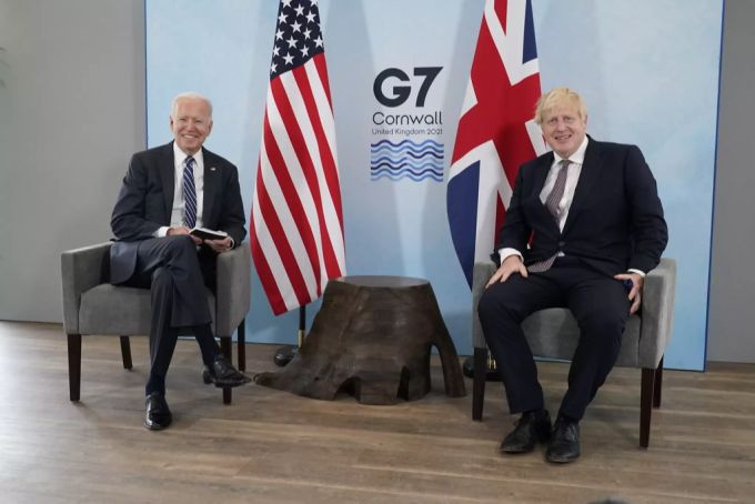 Joe Biden und Boris Johnson bei ihrem Treffen am Donnerstag. Joe Biden Boris Johnson