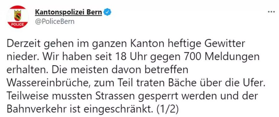 Kantonspolizei Bern Gewitter