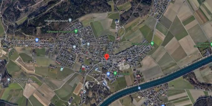 Der Unfallort in Orpund BE. Orpund