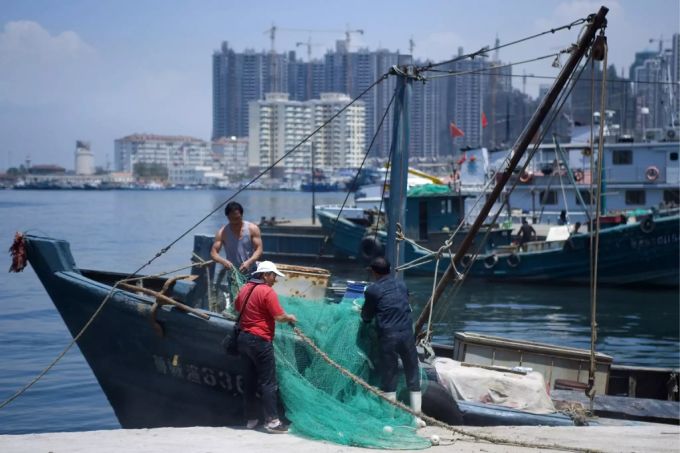 Ein Fischerboot in China. Fischerboot